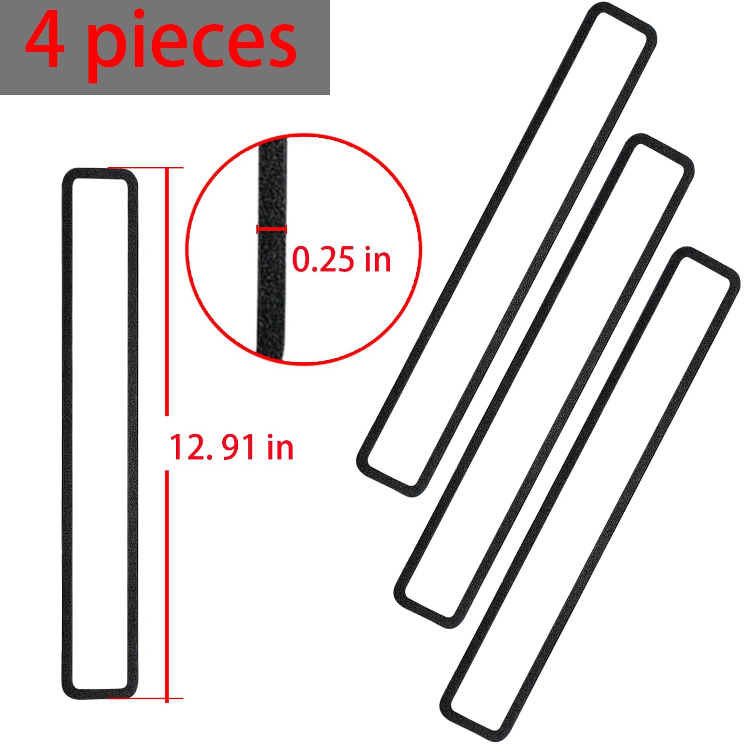 ziHenryDa 4 Pack 12.9 inches (L) x 1.8 (W) x 0.4 (H), Black