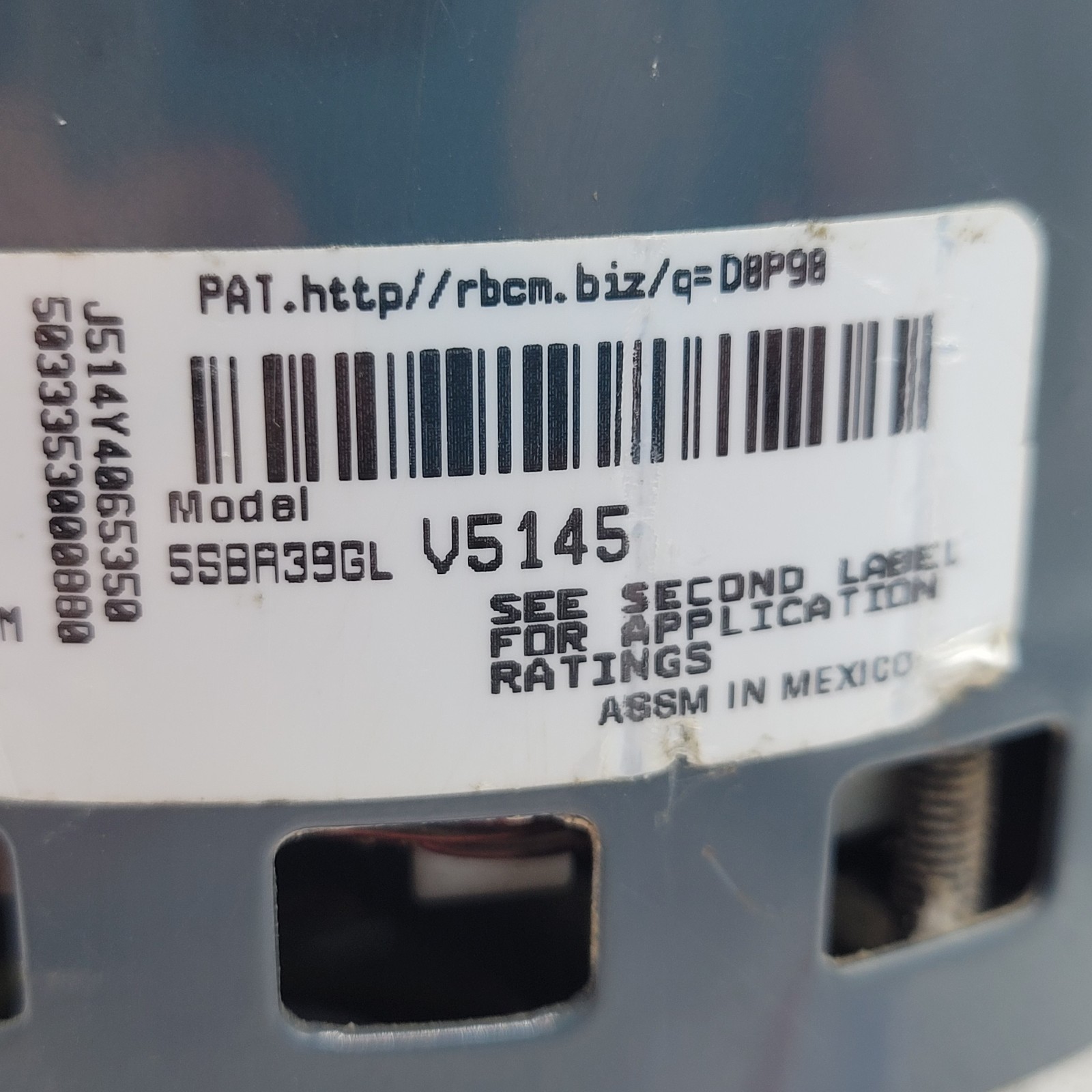 Trane / American Standard Blower Motor 1/2 HP Genteq 5SBA39GLV5145 Used