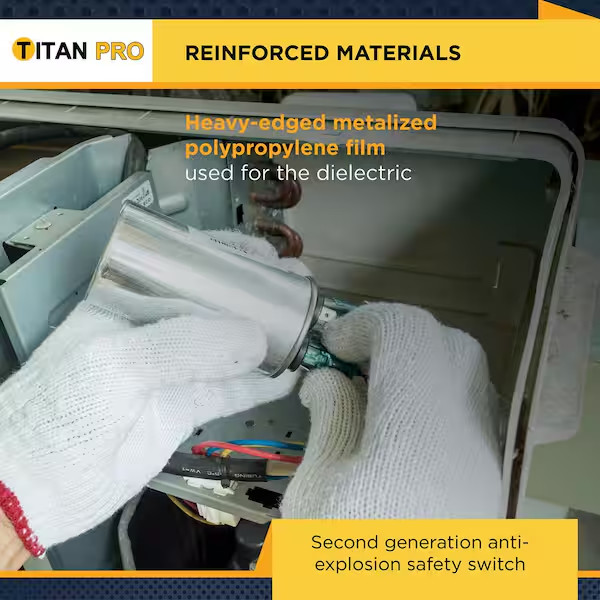 TitanPro TRCFD455 HVAC Round Dual Motor Run Capacitor. 45/5 MFD/UF440/370 Volts