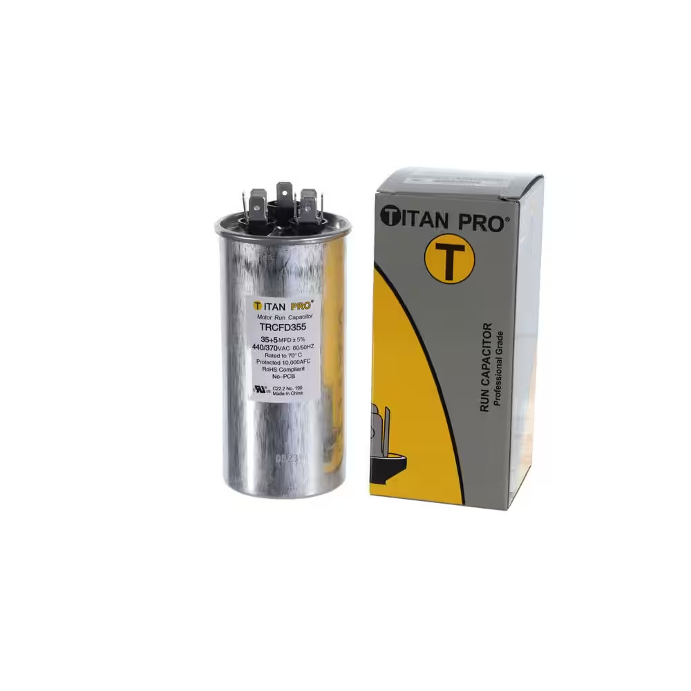 TITAN PRO 35 plus 5 MFD 440/370V Dual Voltage round Run Capacitor
