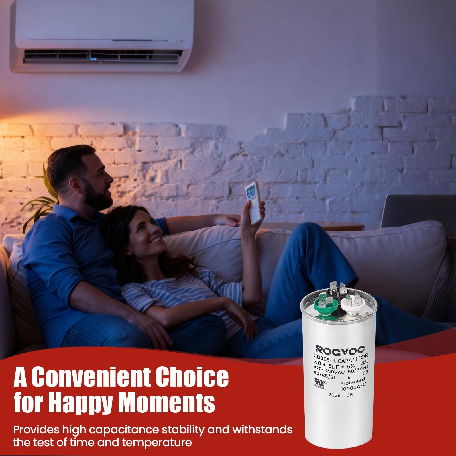 40+5 uF 40/5 MFD ±5% 370/440V CBB65 UL Certified AC Capacitor, Round Start…