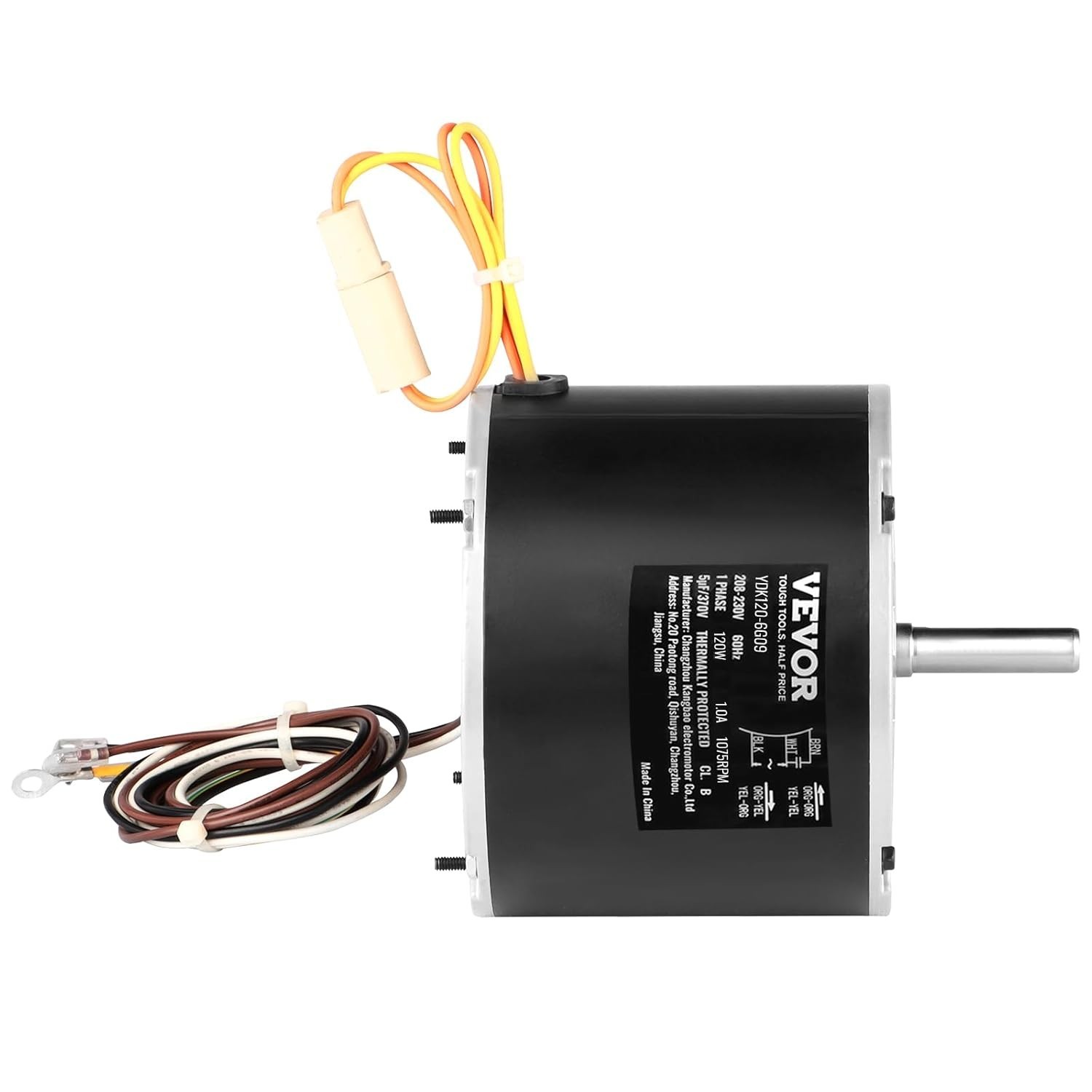 OEM Replacement Condenser Fan Motor 1/6HP 1075RPM Auto-Reversible & Capacitor