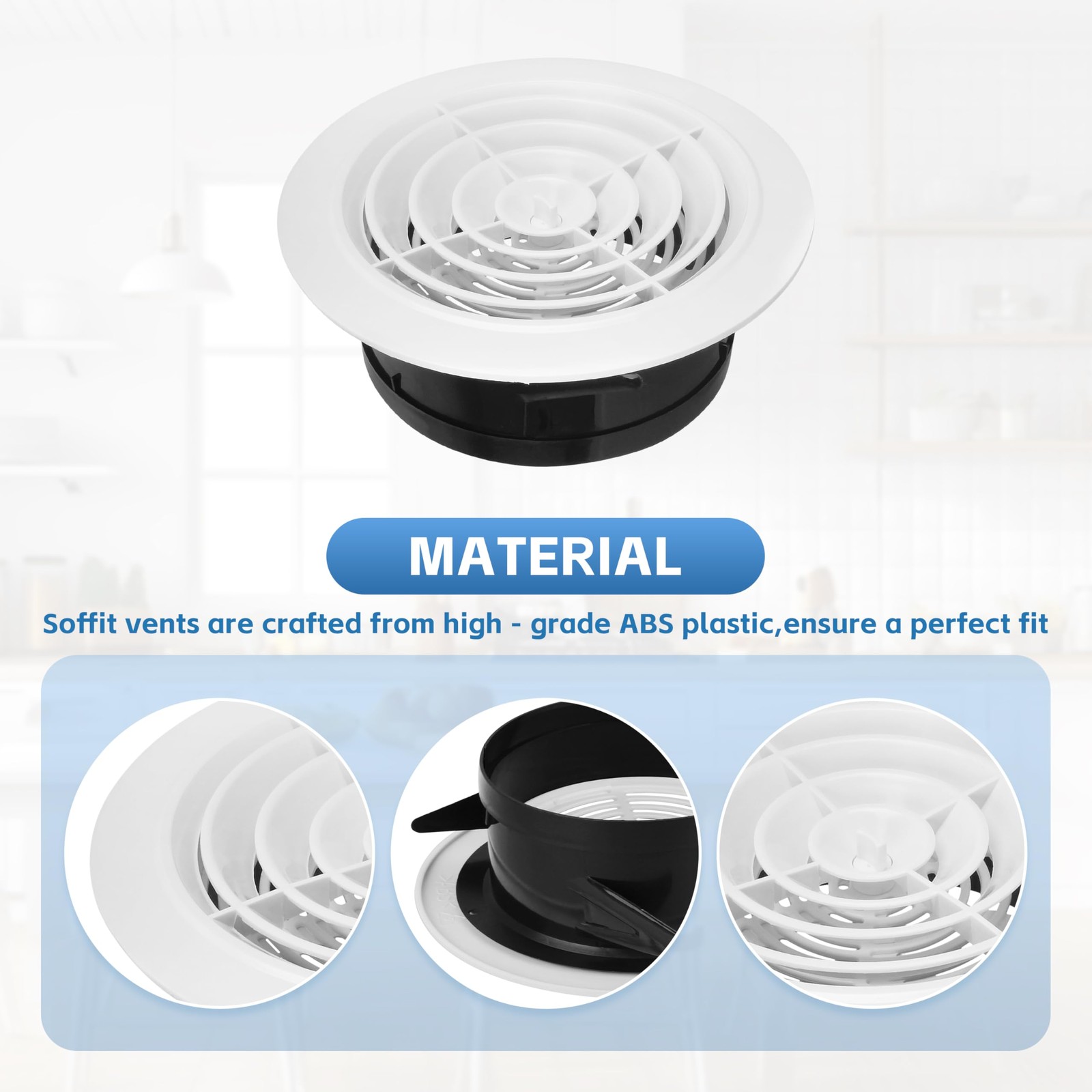 Round Air Vent Cover, 6 Inch Adjustable, ABS Ceiling 6 rotate 1pack