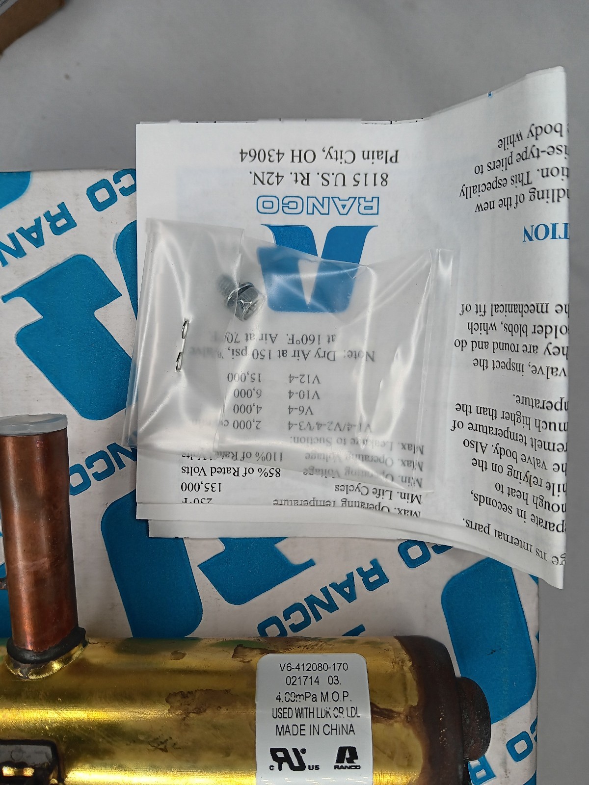 Ranco V6-412080-170 Refrigerant Heat Pump Reversing Valve 3/4 in x 1/2 in 6 tons
