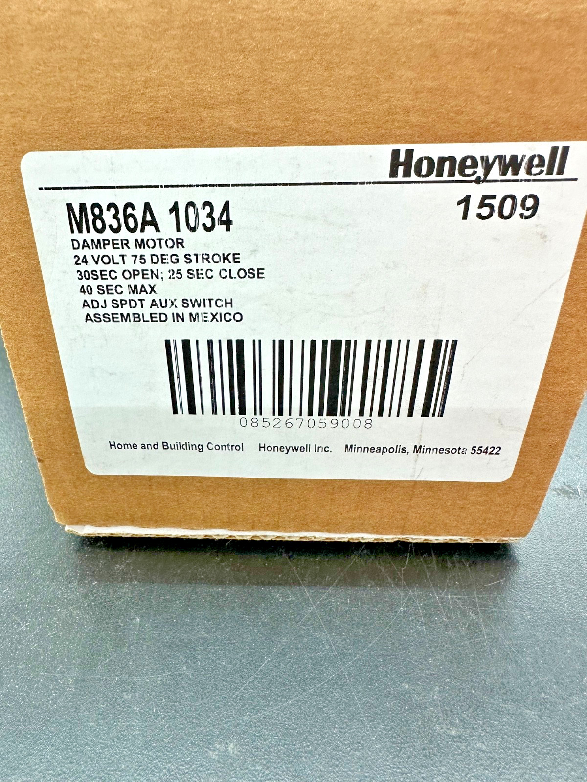 Honeywell M836A 1034 Damper Motor Actuator | 24V | 75° Stroke | Auxiliary Switch