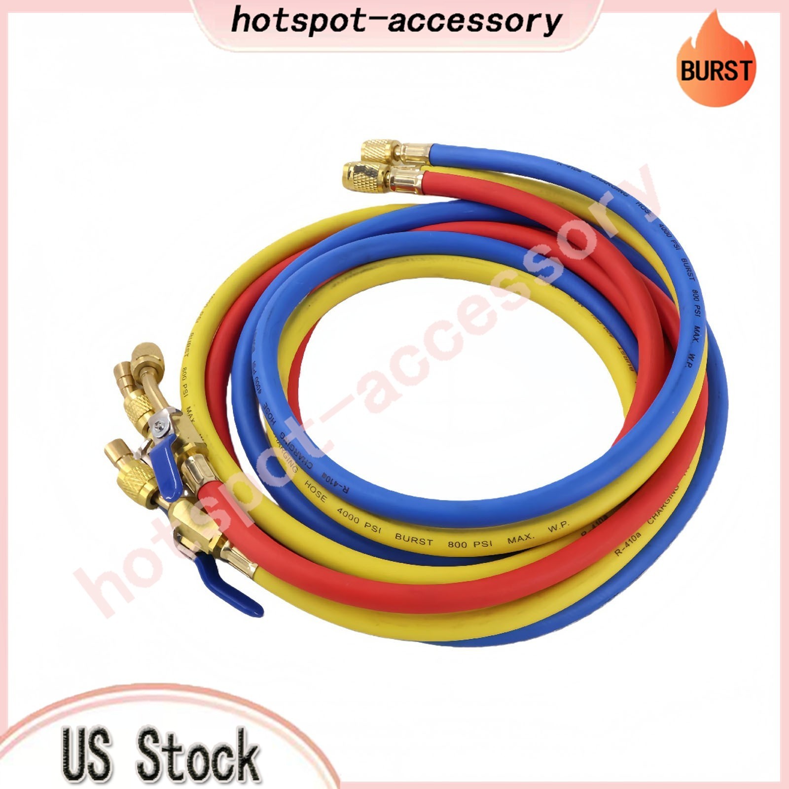 3Pack 29986 Plus II 1/4″ Hose with Compact Ball Valve 72″ Fits R-410A Refrige US