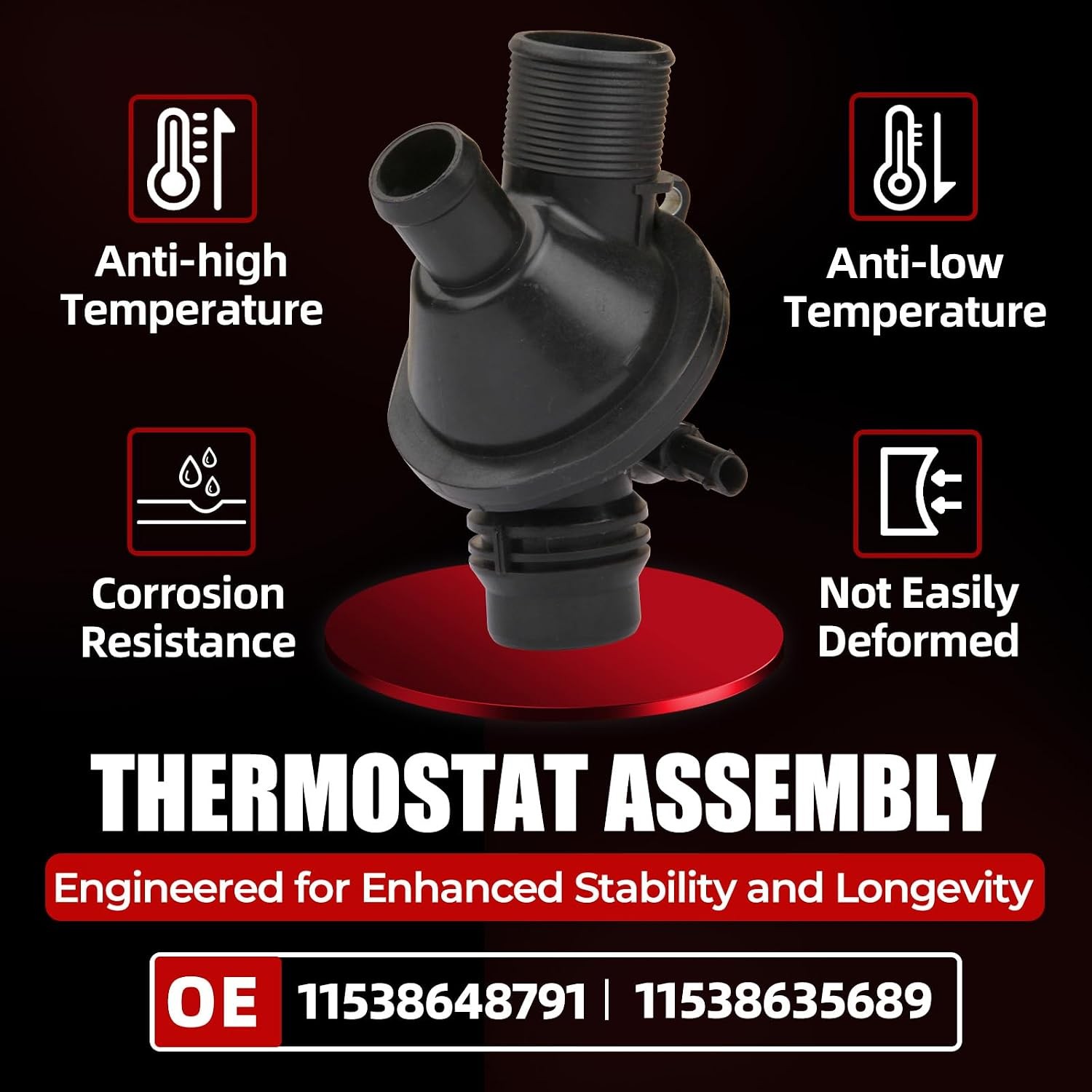 Engine Coolant Thermostat Assembly Compatible with 2012-2016 BMW 320i 325i 328i