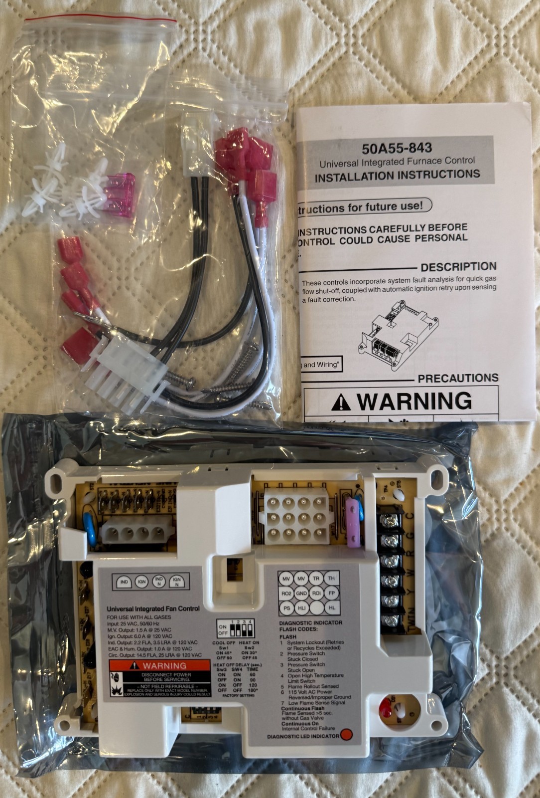 50A55-843 Furnace Control Board for White Rodgers and Lennox Furnace Systems