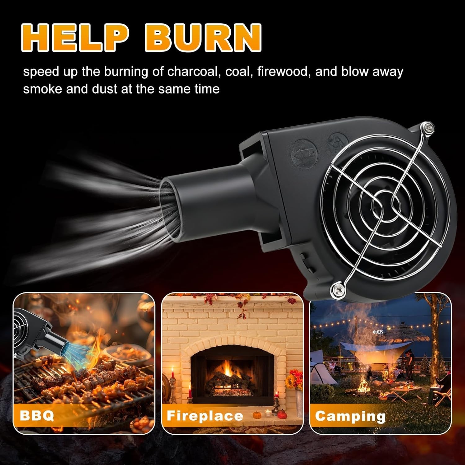 KUNRISE High Airflow BBQ Blower Fan – 110V/120V with Variable Speed Control
