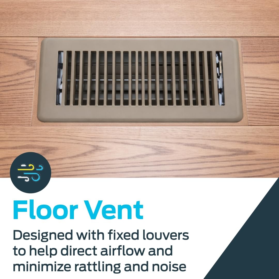 EZ-FLO 4 x 10 Inch (Duct Opening) Floor Register Vent 4 in. x 10 in., Brown