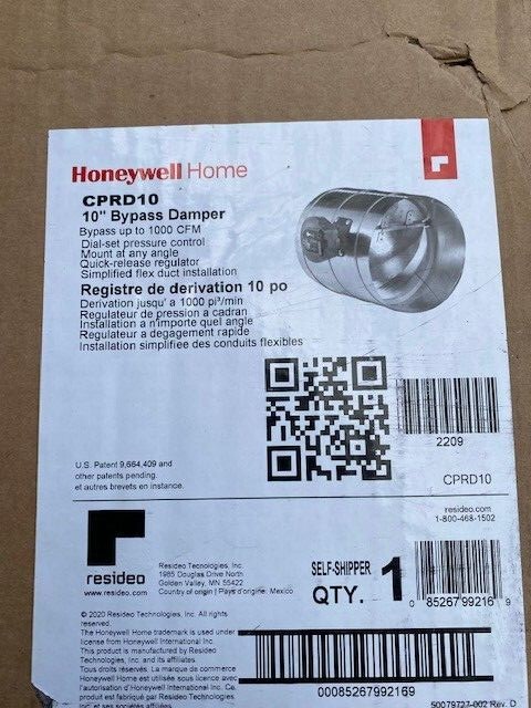 Honeywell CPRD10 Truezone Bypass Damper 10″