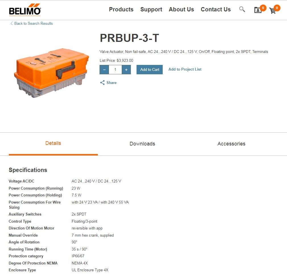 BELIMO PRBUP-3-T – PRBUP3T [NEW Motorized Valve Actuator HVAC – NFC