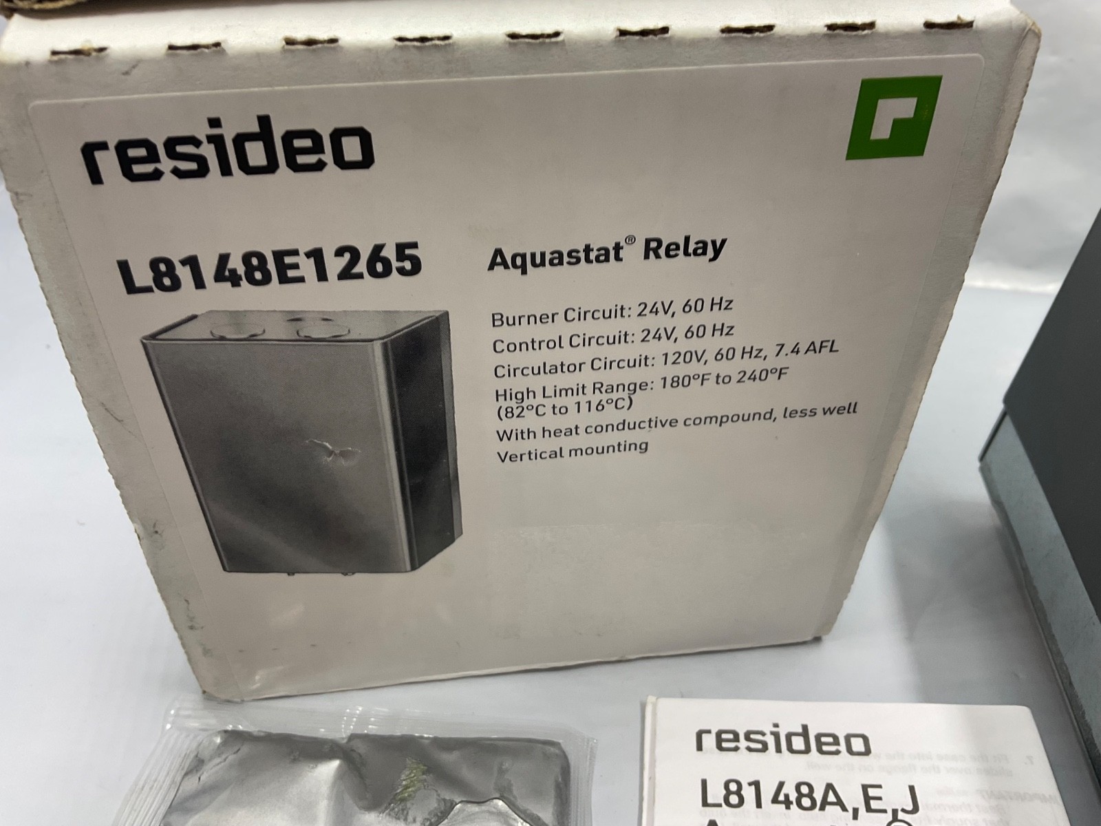 Resideo L8148E1265 Aquastat Relay 24v 60hz 180˚F to 240˚F