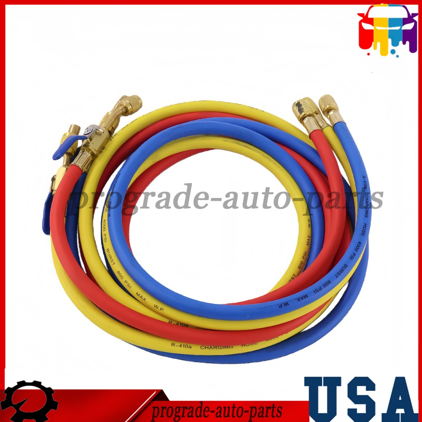 For Plus II 72″ Charging Hose Set 1/4″ Compact Ball Valve 3 Pack US STOCK
