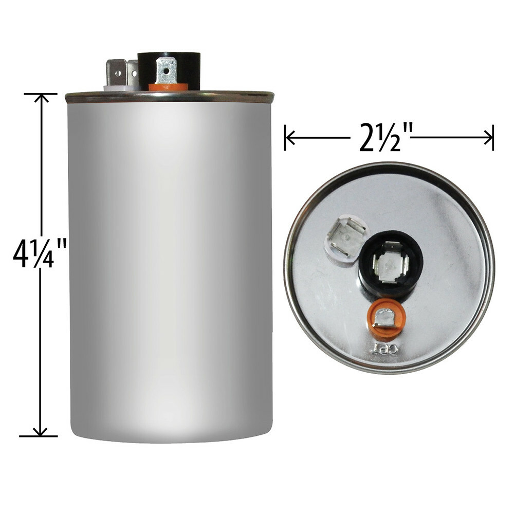 70 MFD x 370 / 440 VAC Round Run Capacitor AmRad USA2228 – Made in the USA