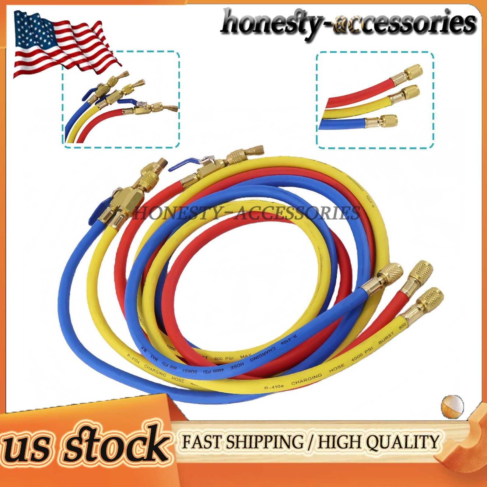3X Plus II 1/4″ Hose with Compact Ball Valve End Refrigerant Charging Hose 29986