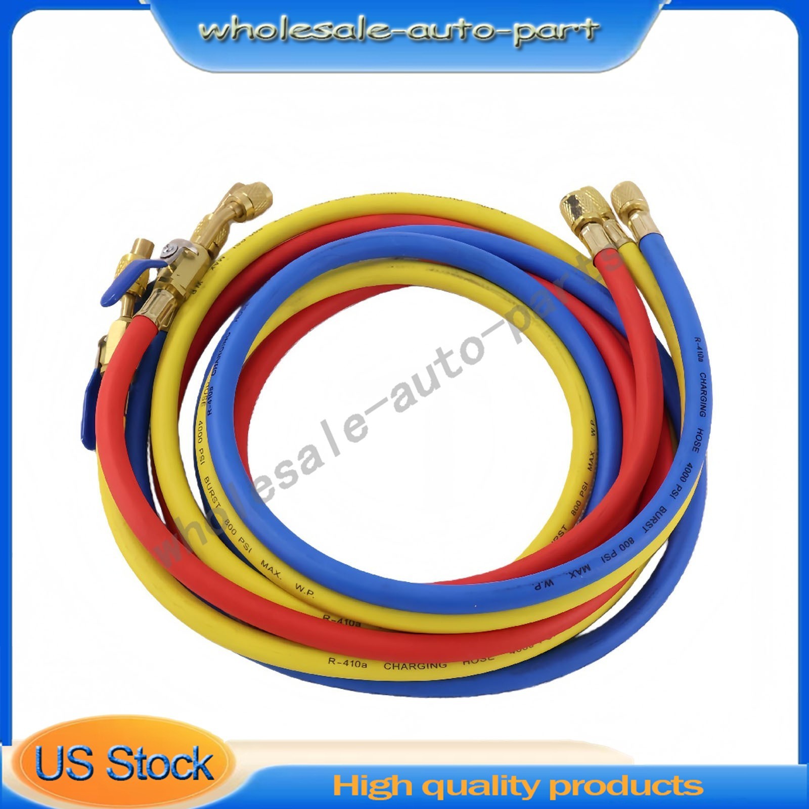3Pack 29986 For R-410A Refrige Plus II 1/4″ Hose with Compact Ball Valve 72″ US