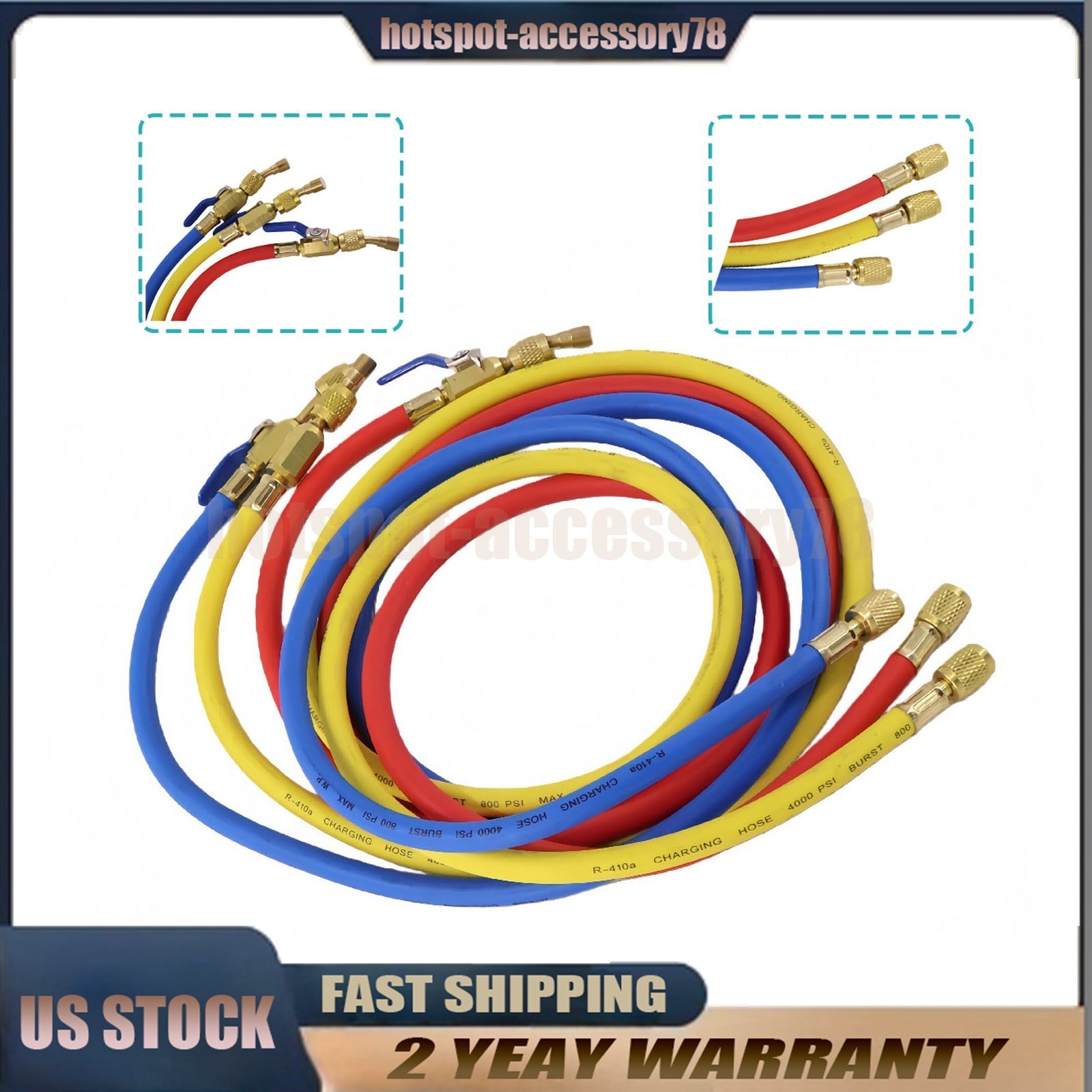 For 29986 Plus II 72″ HVAC Charging Hose Set 1/4″ (3-Pack) NEW