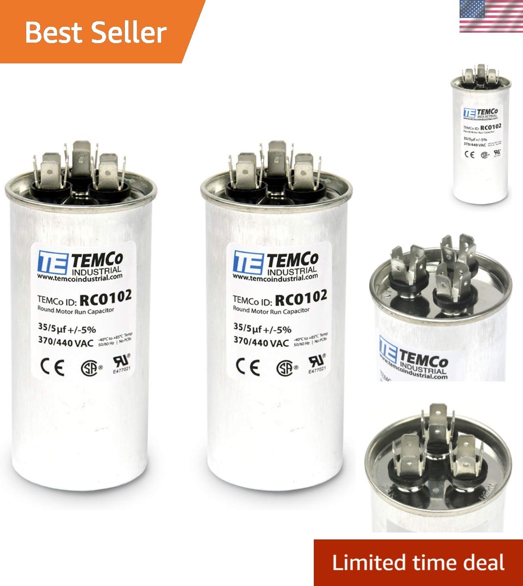 Reliable 2-Pack TEMCo 35+5 uF Round Capacitors, Perfect for Motor Applications