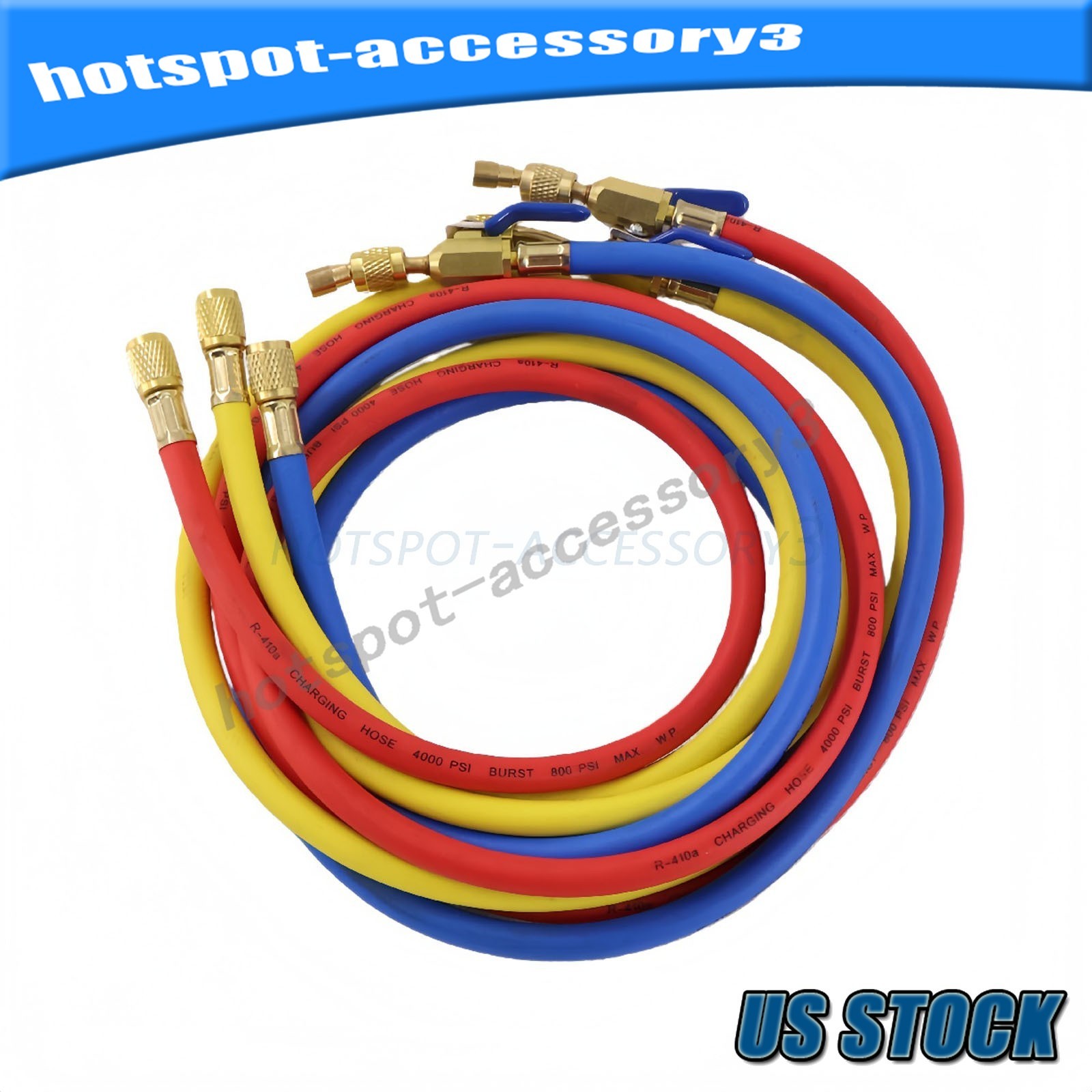 For 29986 Plus II 72″ HVAC Charging Hose Set 1/4″ (3-Pack) USA