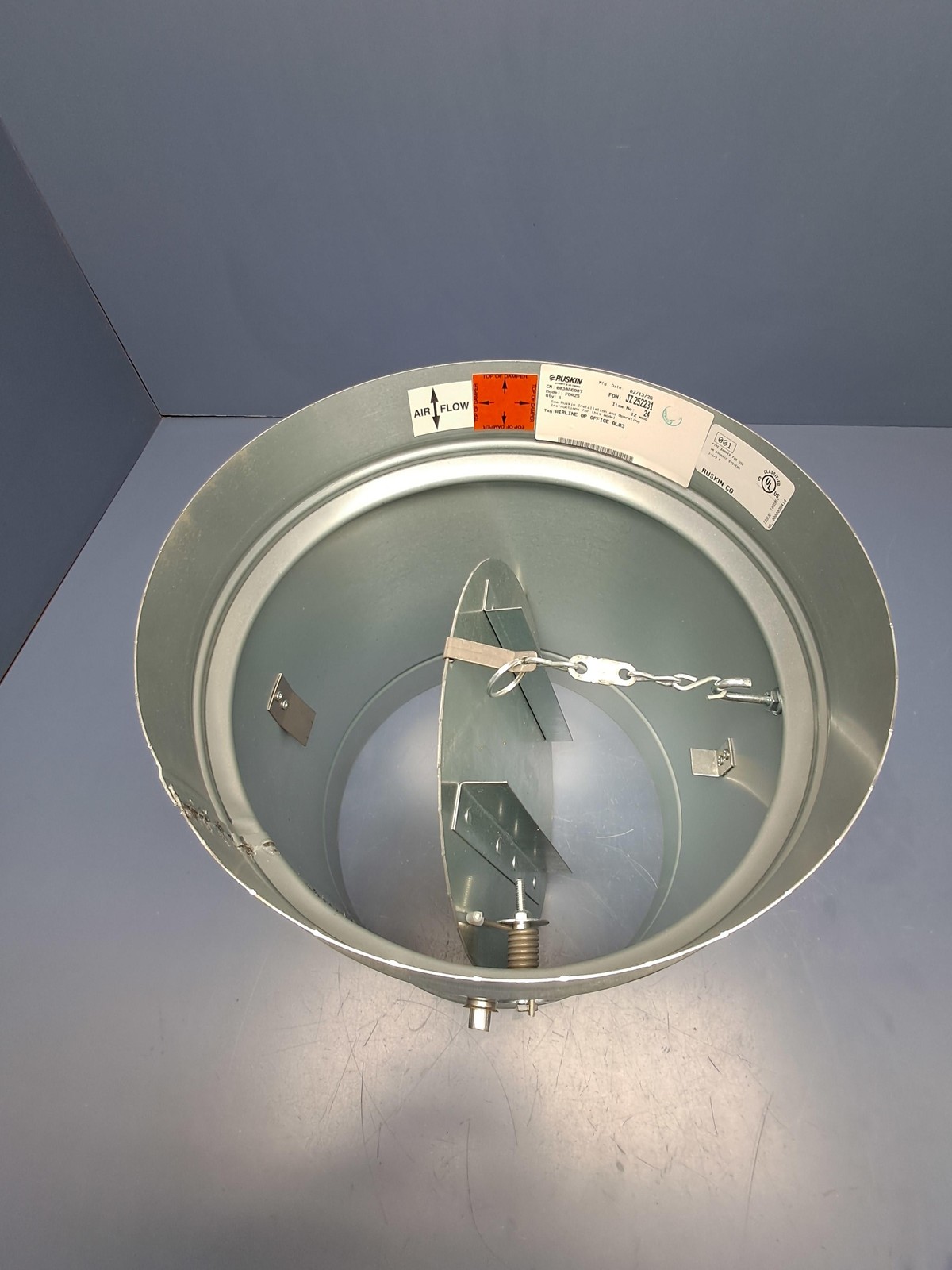 Ruskin – FDR25 – 12″ Round Galvanized Steel Fire Damper w/Cable – NEW