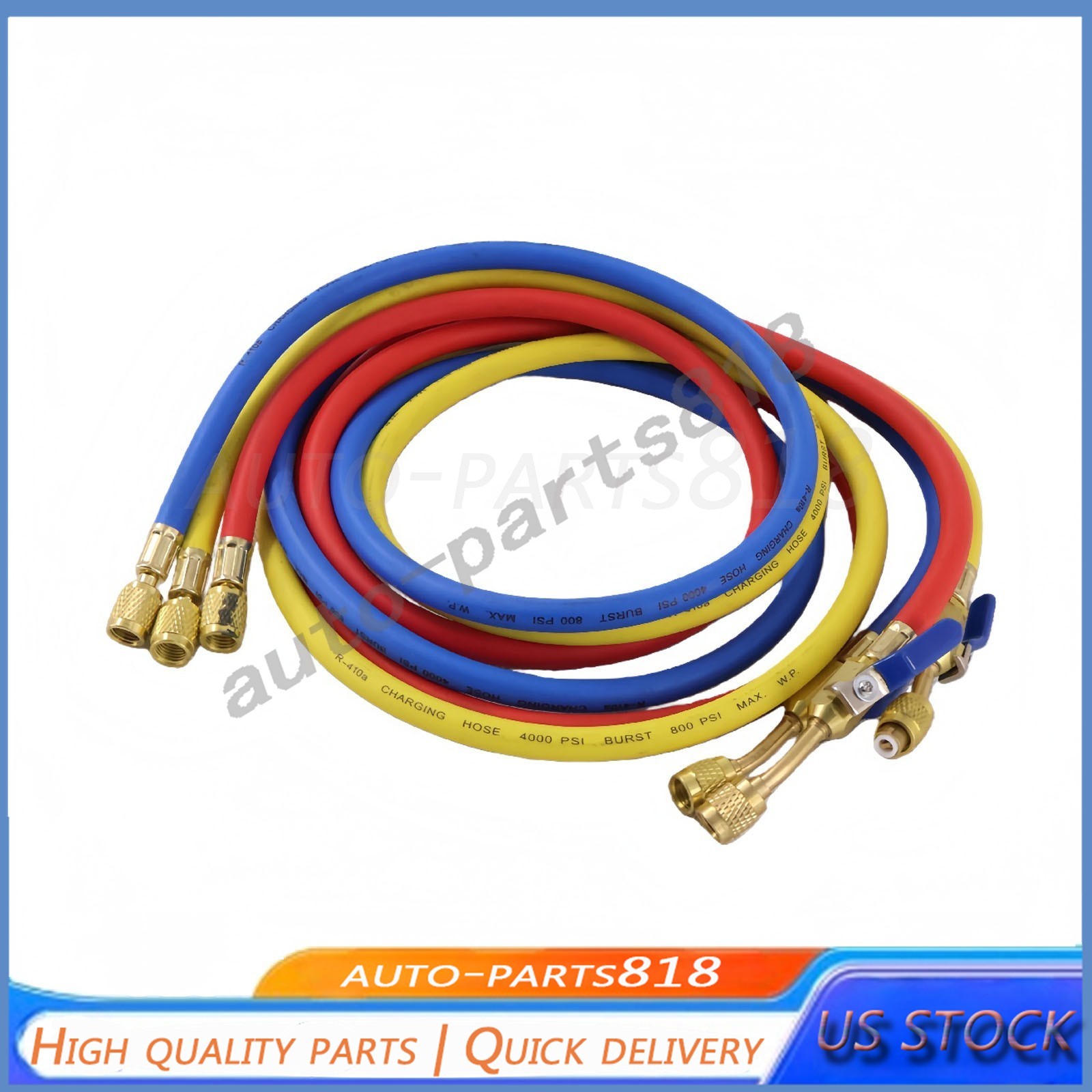 For R-410A Refrige 3Pack 29986 Plus II 1/4″ Hose with Compact Ball Valve 72″ US