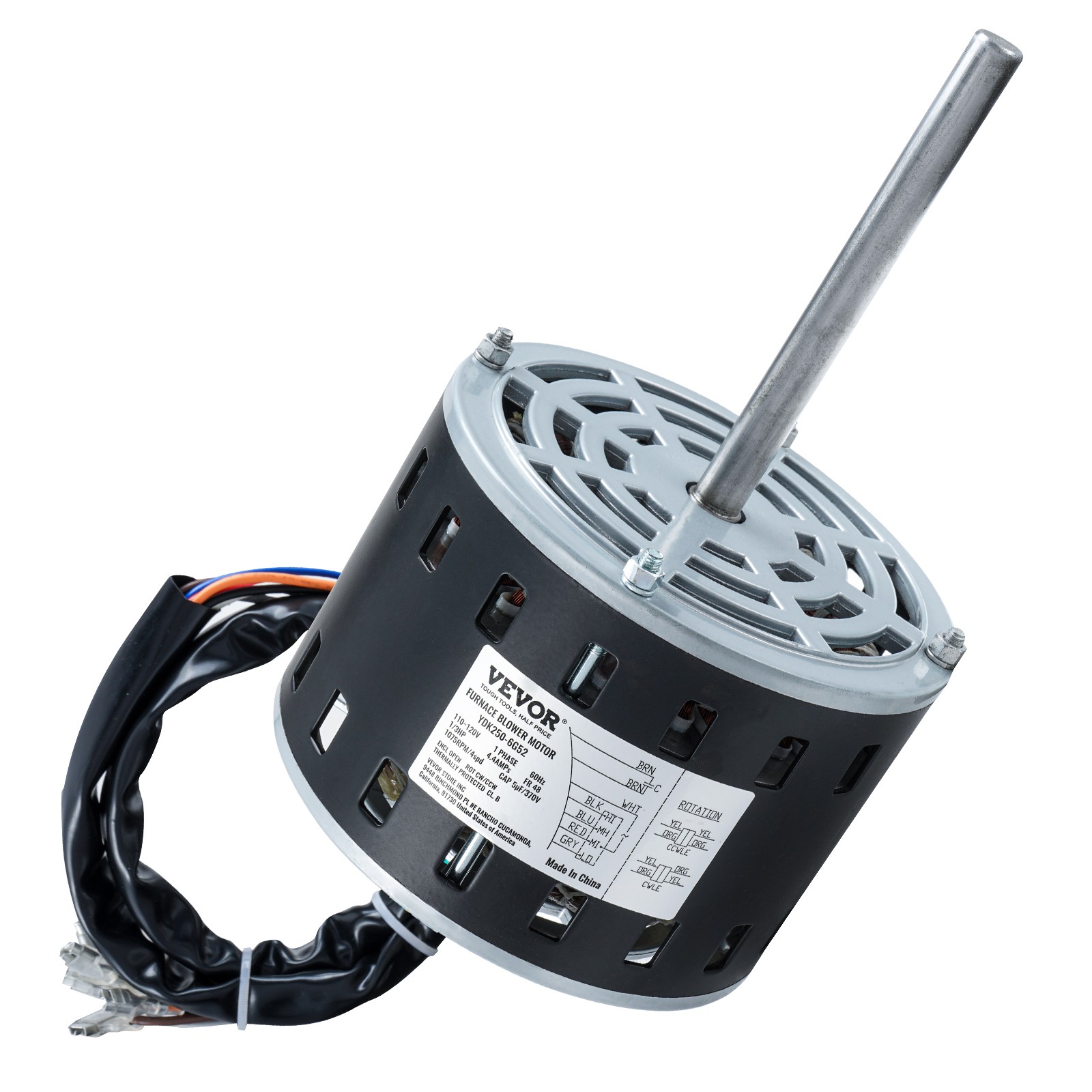 1/3HP Furnace Blower Motor 110-120V 4.4A 1075RPM 4 Speeds 48 Frame 1 Phase