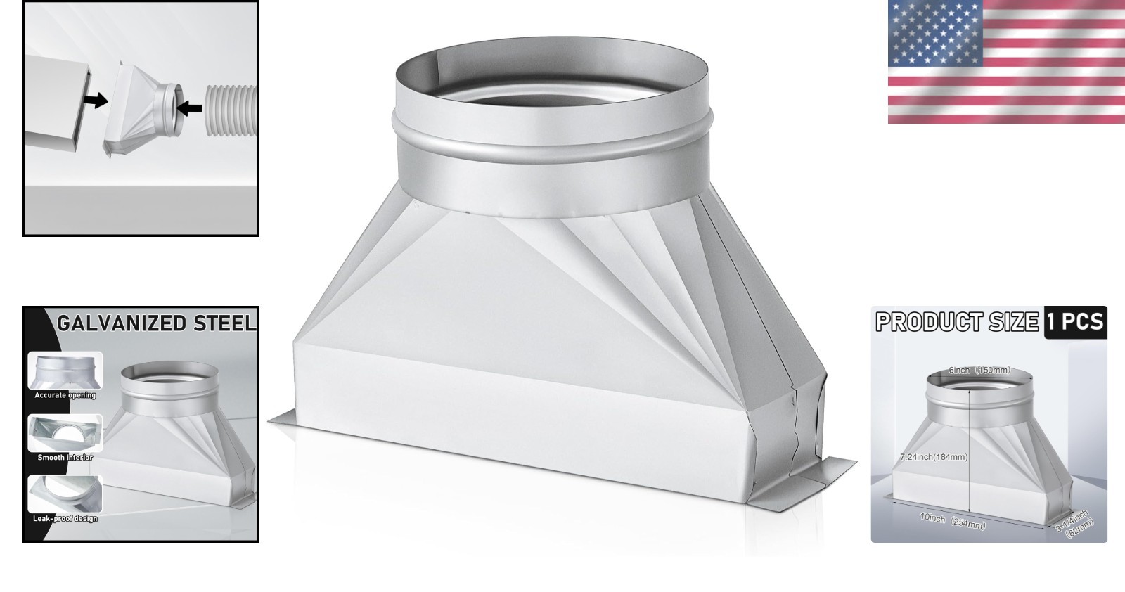 Easy Install Rectangular to Round Duct Adapter