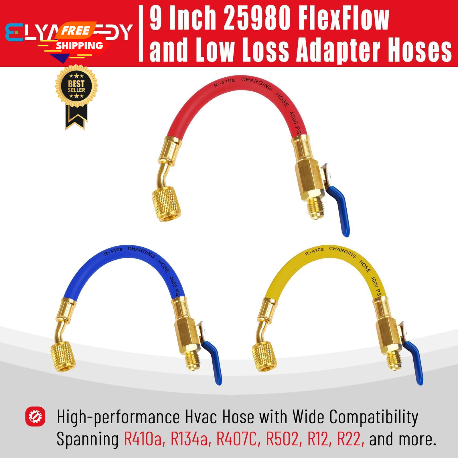 25980 1/4″ Internal Diameter FlexFlow and Low Loss Adapter Red/Yellow/Blue