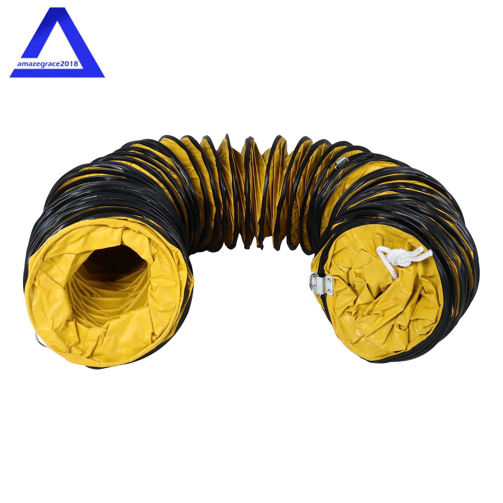 PVC Flexible Duct Hose for Ventilator Blower Fan w/ Rope & D-Ring 8″ × 25FT