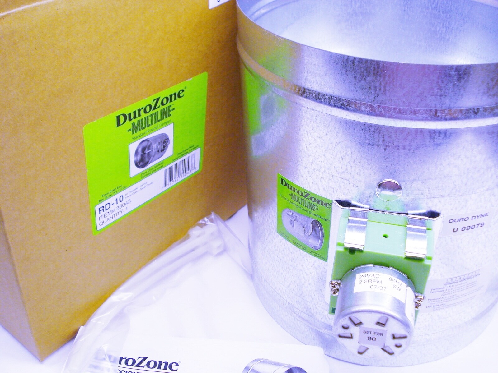 Durozone 9 nine inch Round HVAC motorized air damper dampner 3 wire 24V AC