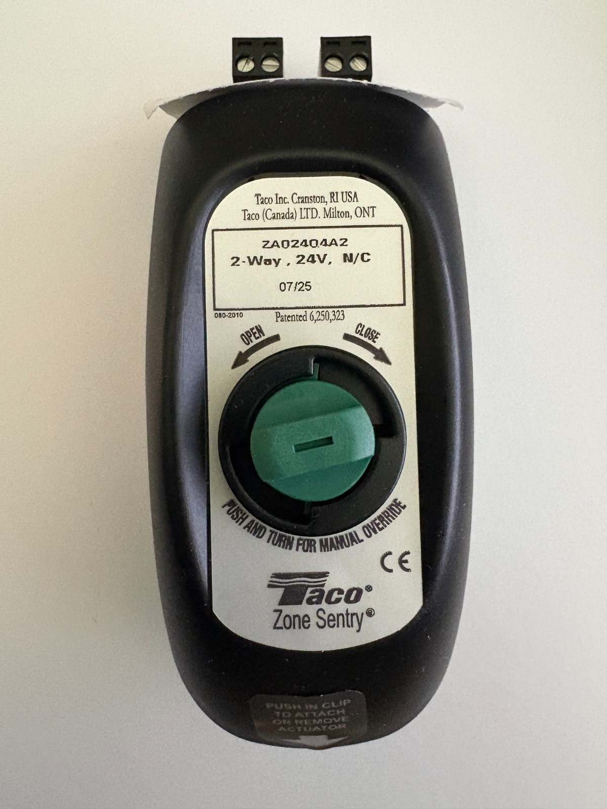 Taco ZA024Q4A2 Zone Sentry Replacement Actuator Head, NC, 24V