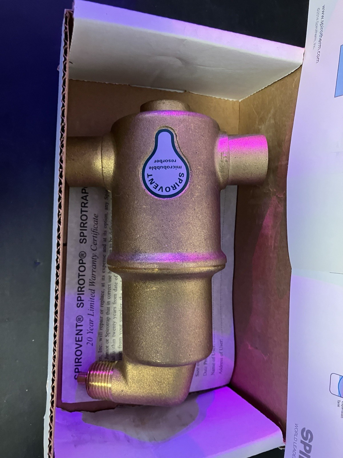 NOS Spirovent Junior 3/4″ Sweat Air Eliminator Spirotherm VJS075 Brass Hydronic