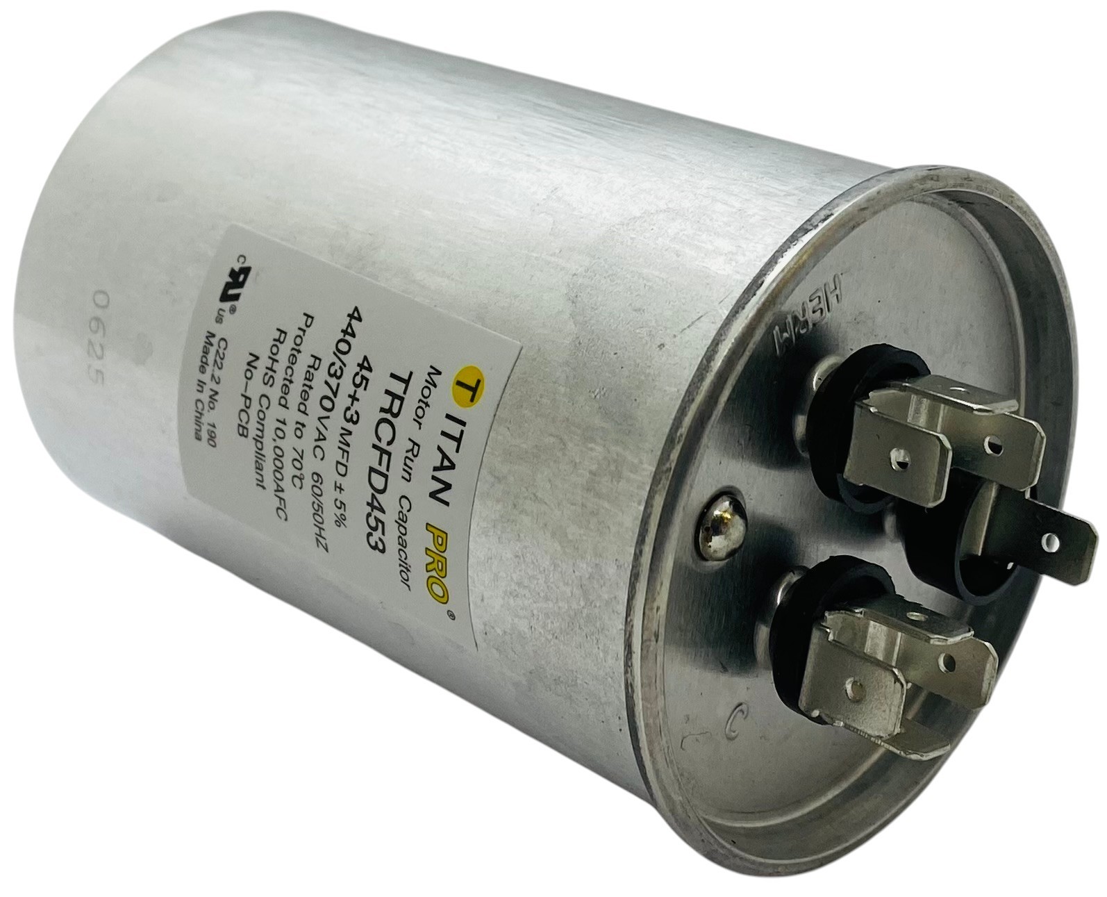 Titan Pro® Motor Run Capacitor | Round | 45 + 3 MFD | 370/440 Volt | TRCFD453
