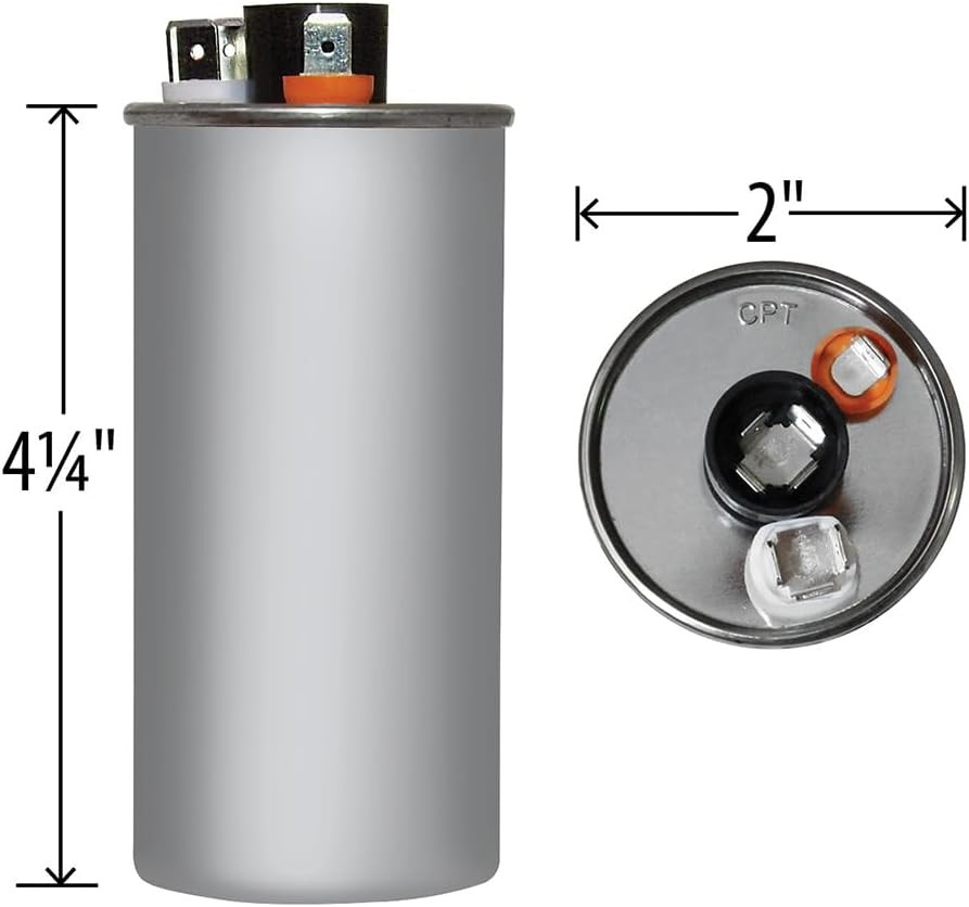 USA2215 round Motor Run Capacitor, 40 MFD, 370/440 Vac