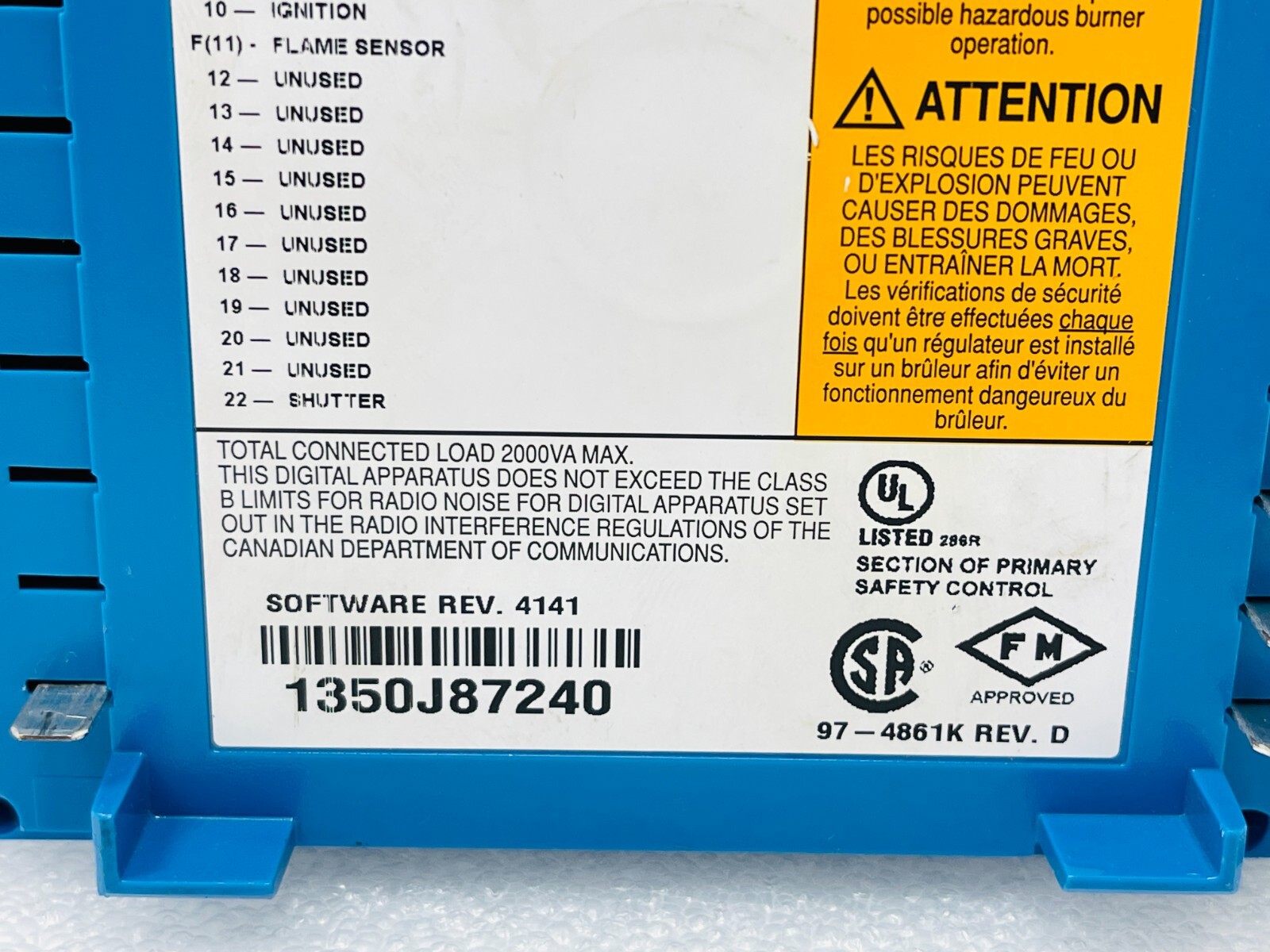 FOR PARTS – Honeywell RM7895A1014 Burner Control & ST7800A162 purge card 90S