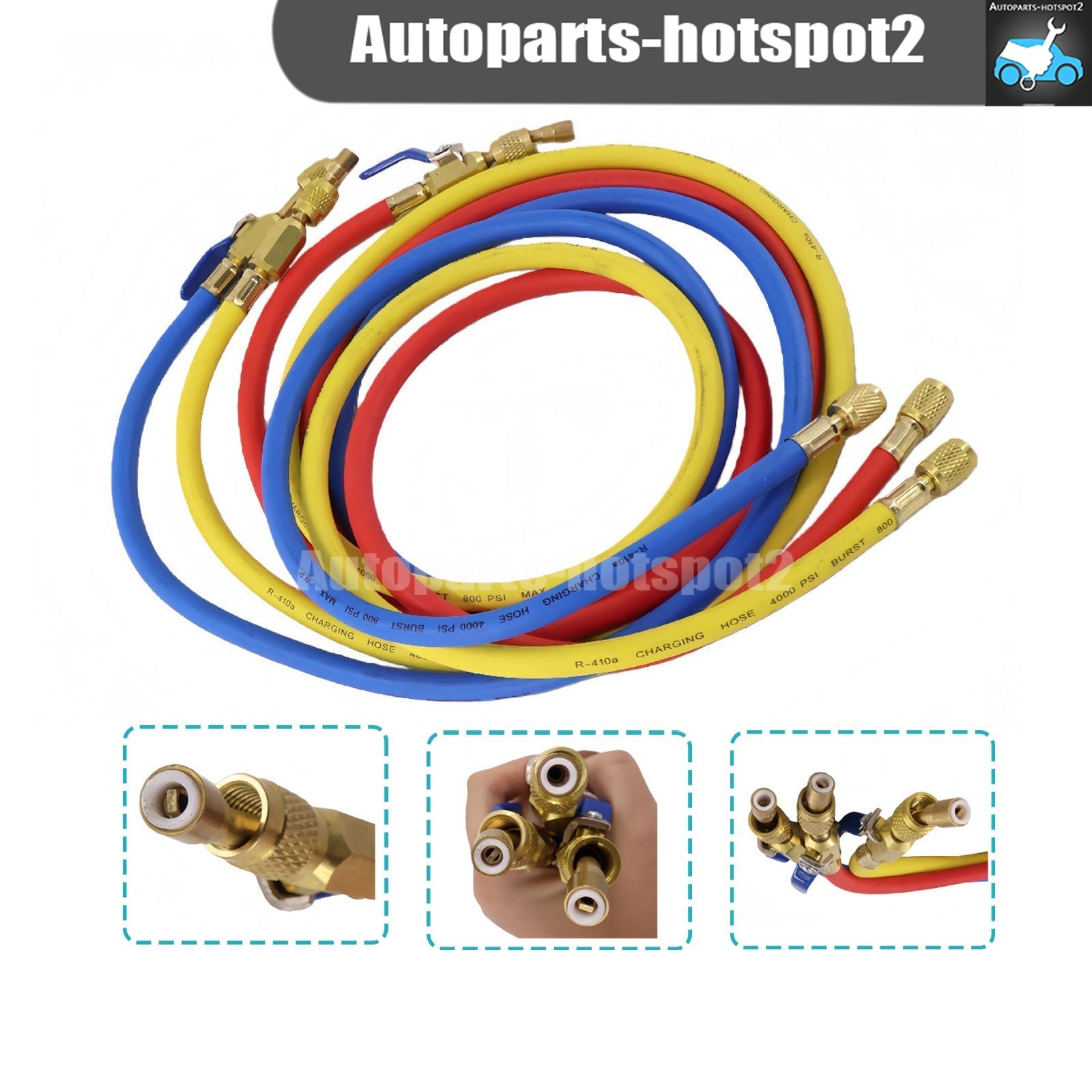 NEW For 29986 Plus II 72″ HVAC Charging Hose Set 1/4″ (3-Pack)