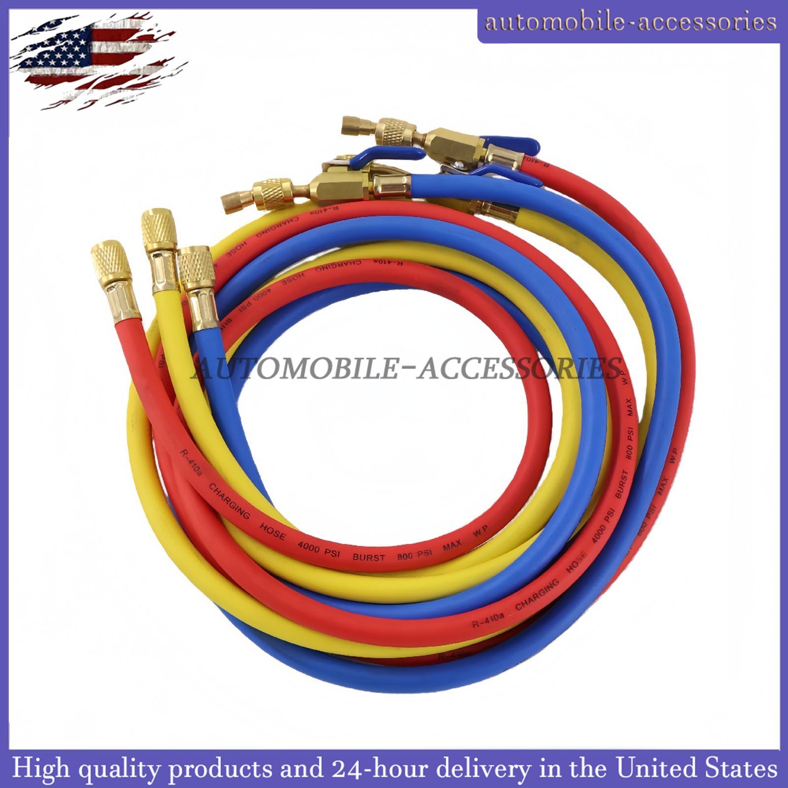 NEW For R-410A Refrige 3Pack 29986 Plus II 1/4″ Hose with Compact Ball Valve 72″