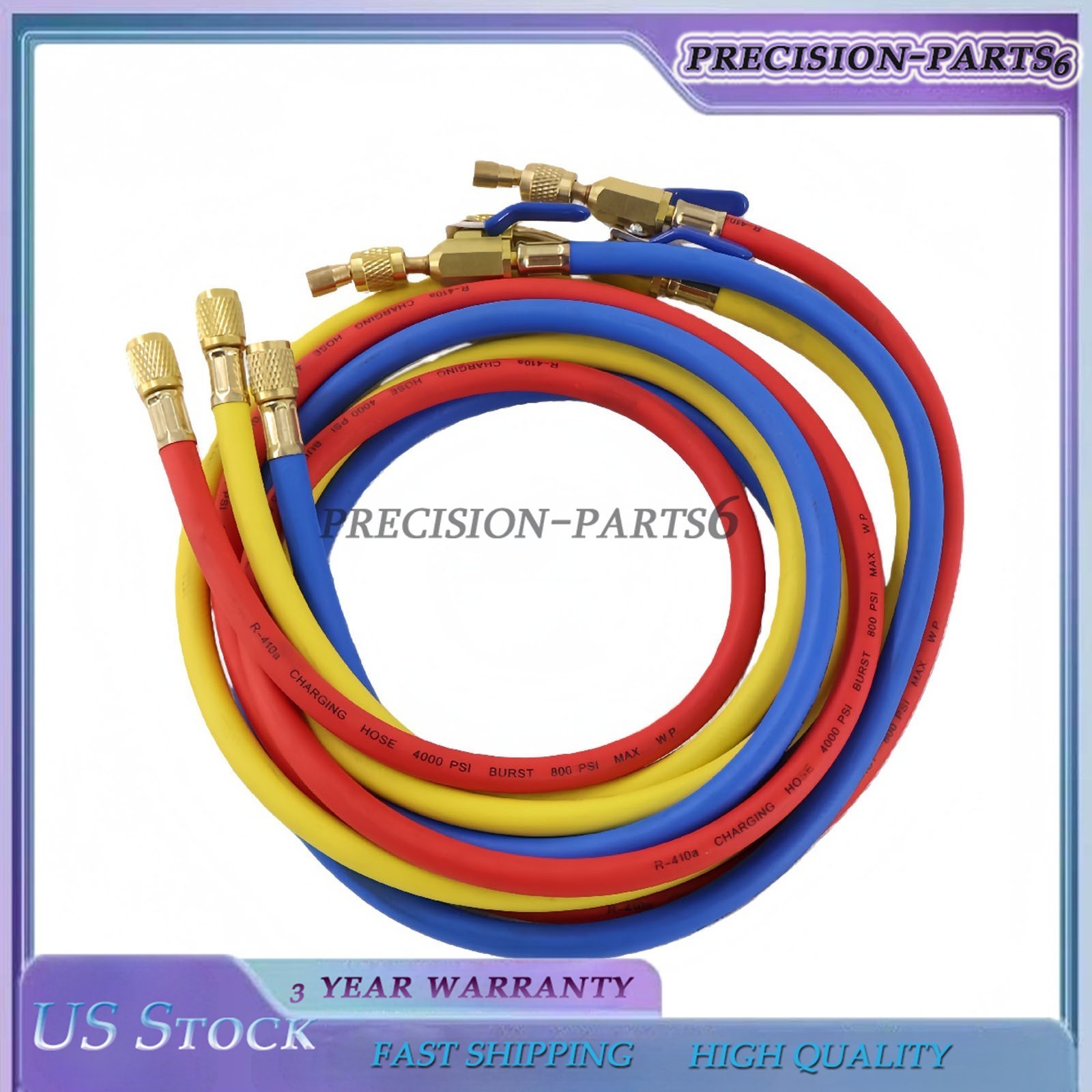 3X 29986 Plus II 1/4″ Hose with Compact Ball Valve End Refrigerant Charging Hose