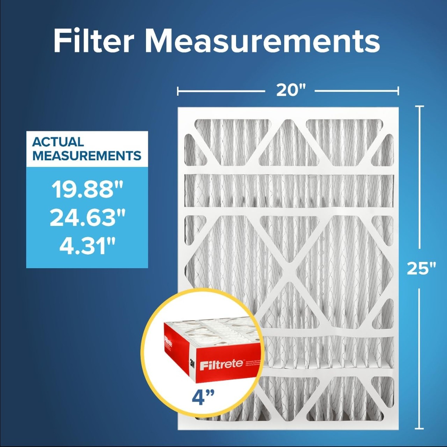 Filtrete 20x25x4 Air Filter MERV 11, MPR 1000 Micro Allergen Defense 2-Pack, …