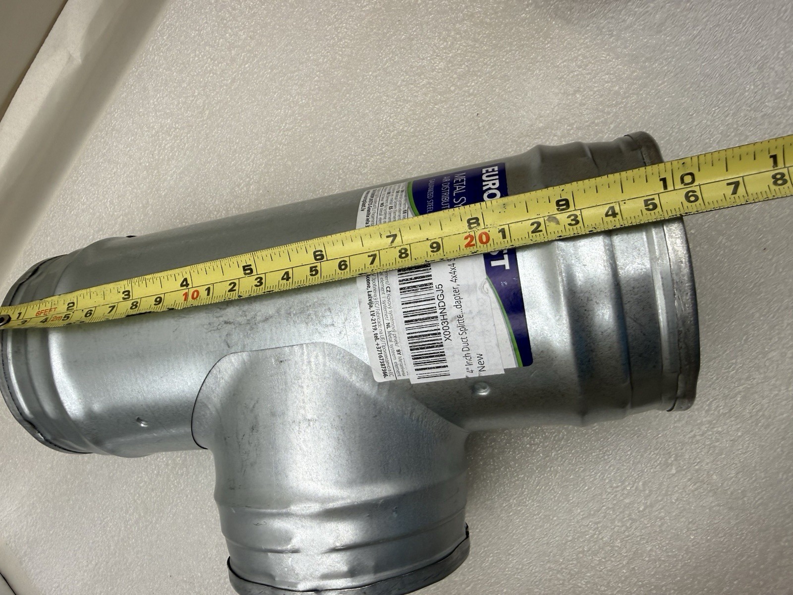Europlast Duct Tee 4 Inch Galvanized Steel 3-Way Vent Fitting HVAC Round *READ..