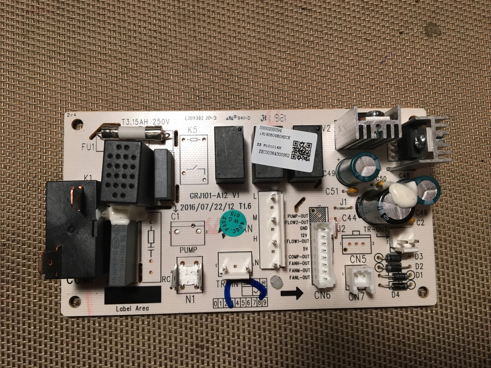 GE Dehumidifier ac model: ADEL45LYL1 Power Supply Board (ZB M10101AH )
