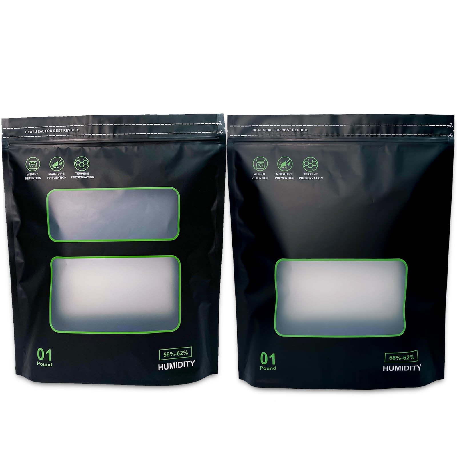 5PCS 1lb Terp Bags – 58%-62% RH 2-Way Humidity Control Onesize, Clear