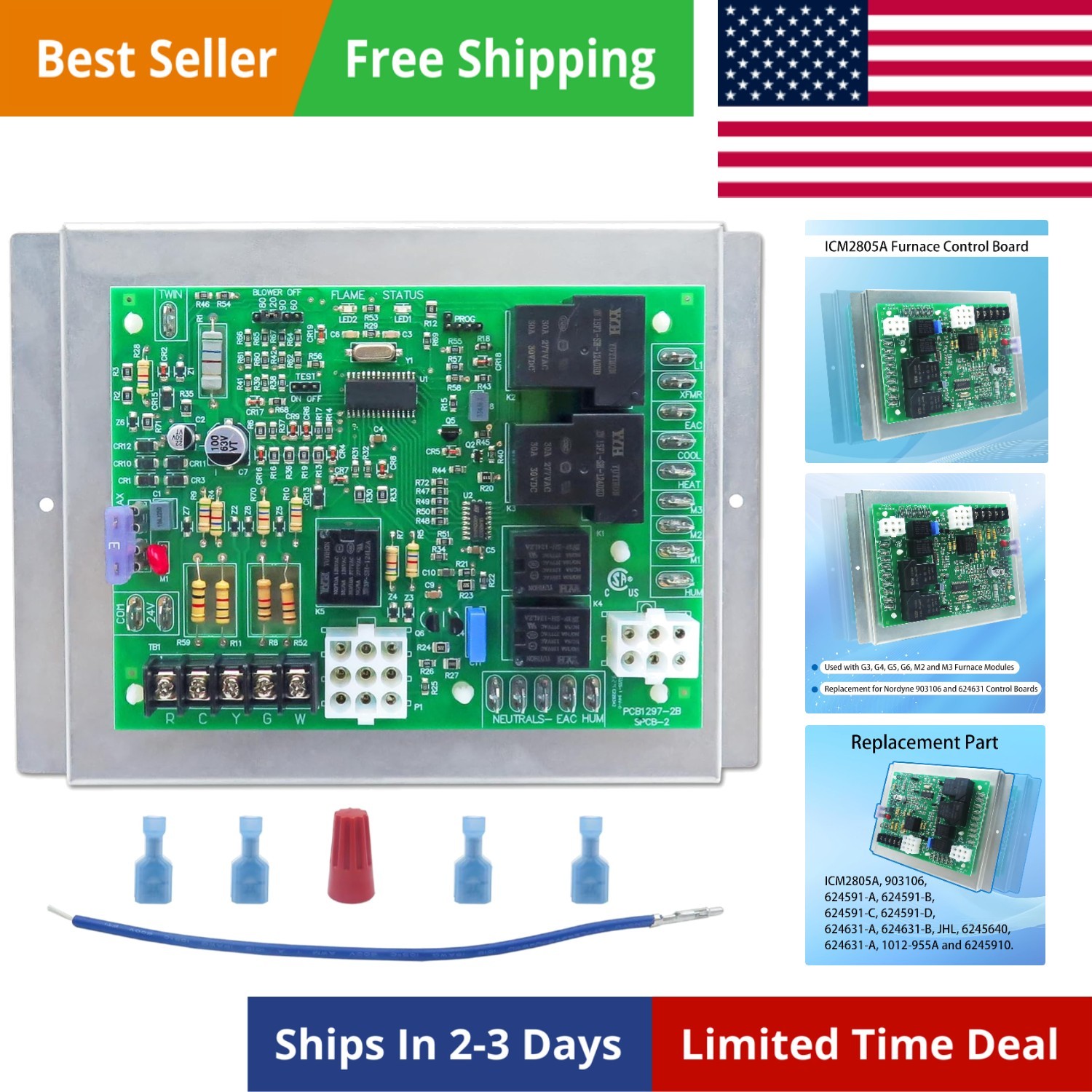 Furnace Control Board ，Replacement for Nordyne 903106 and 624631 Control Boar…