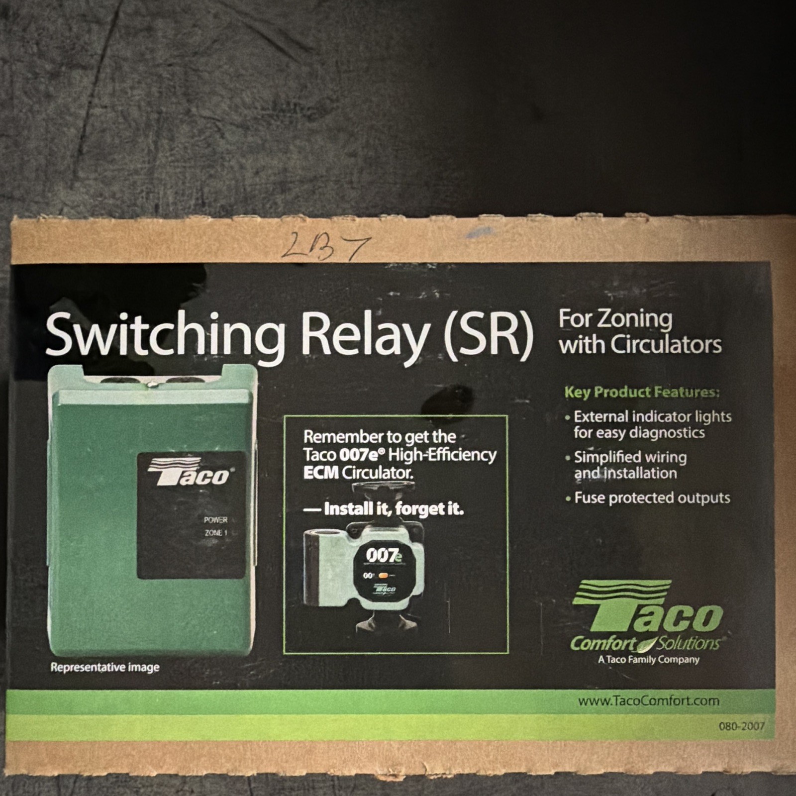 Taco SR501-4 Switching Relay 1 Zone 120 VAC 12A, Corded Electric, For Taco