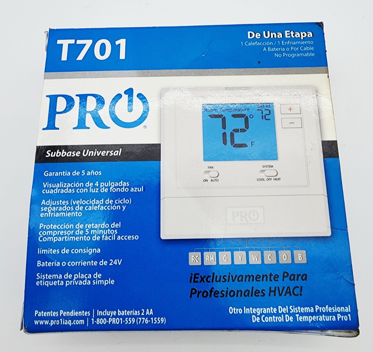 PRO1 IAQ T701 Thermostat Single Stage 1 Heat/1 Cool NIB Non-Programmable
