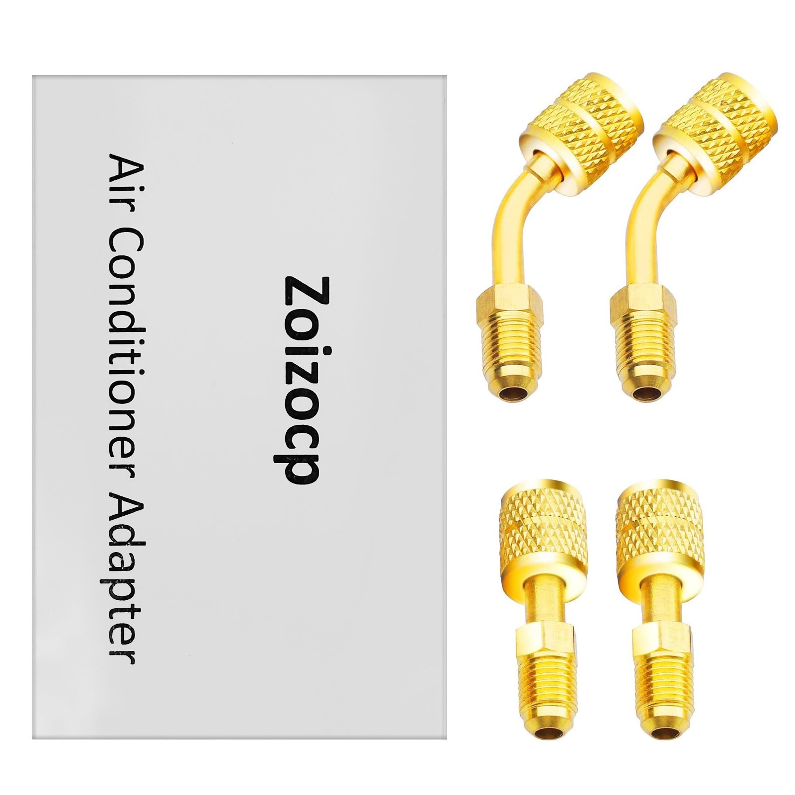 Zoizocp R410A Adapter 5/16″ SAE Female to 1/4″ 2 Straight + 2 Angled, Brass