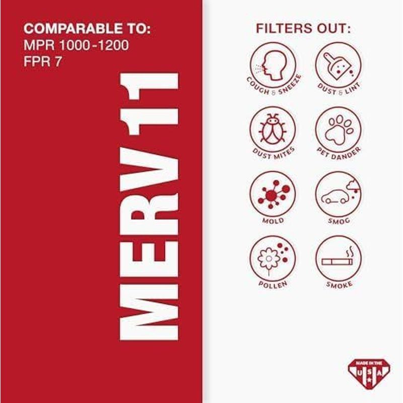 Aerostar 16.375×21.5×1 MERV 11 – 6 Count – Pleated HVAC, 6 PACK, 11