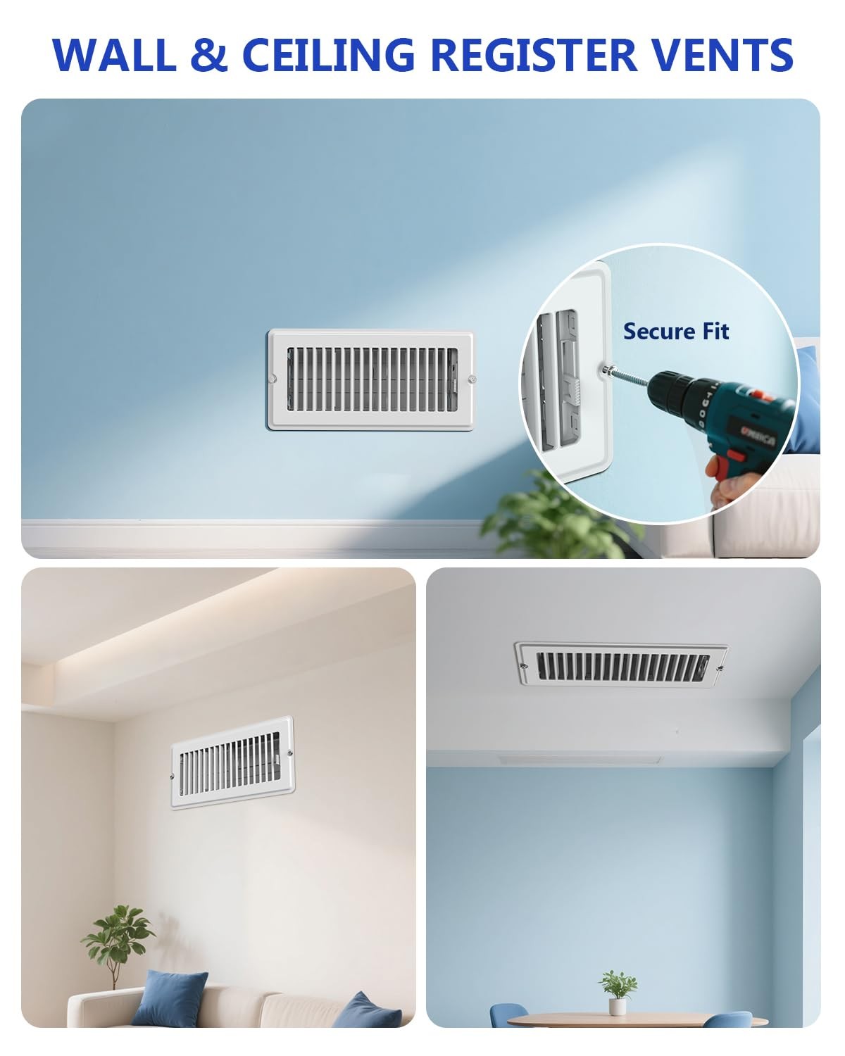 4×10 Floor Register – 5 Pack Vent Covers for Home White 5 Pack,