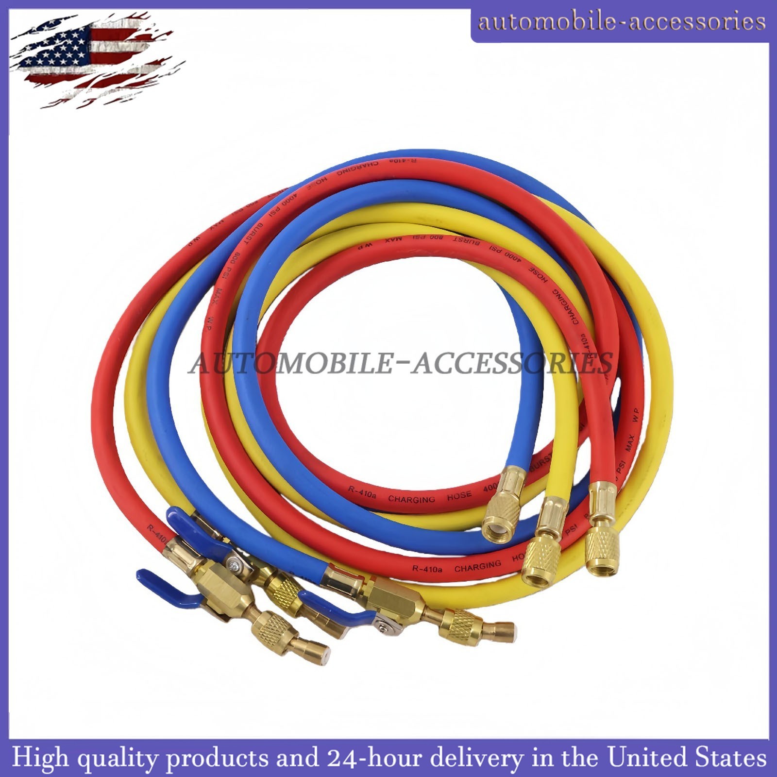 NEW For R-410A Refrige 3Pack 29986 Plus II 1/4″ Hose with Compact Ball Valve 72″